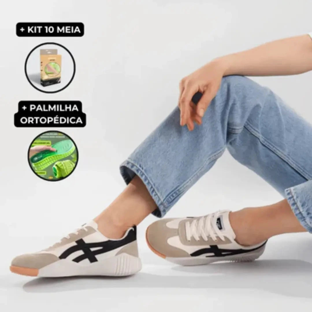 Tênis Ortopédico Losmani® + Palmilha Ortopédica e Kit de Meias Antiderrapante